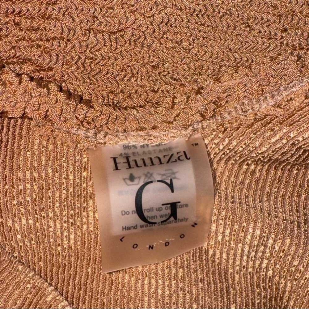 NEW Hunza G Metallic Cocoa Domino One Piece Swimsuit Brown Tan Swimwear Crinkle - Picture 3 of 10